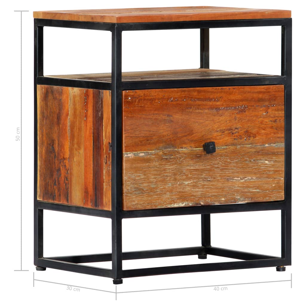 Bedside Cabinet 40x30x50 cm Solid Reclaimed Wood and Steel- Bedside Tables - HomeShopIreland - Home Shop Ireland - Bedside Tables - Bedside Cabinet 40x30x50 cm Solid Reclaimed Wood and Steel