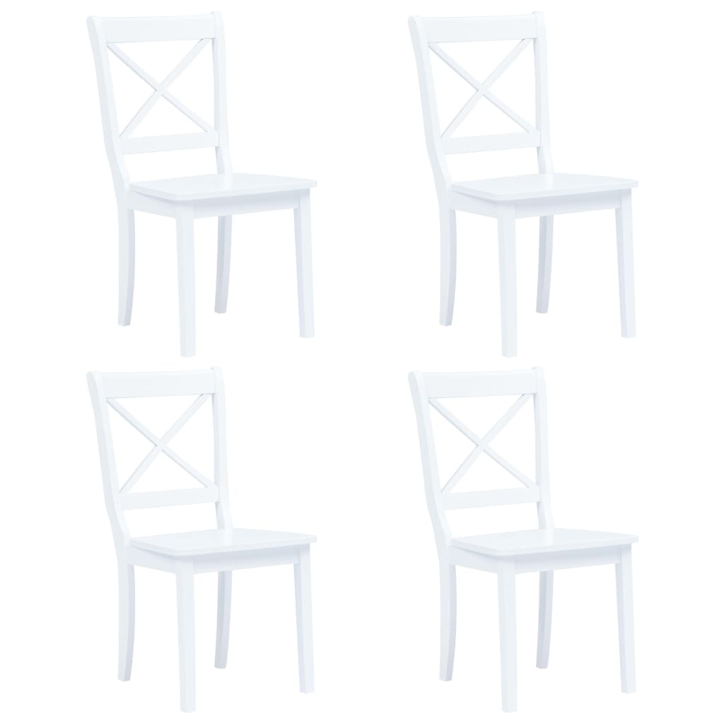 5 Piece Dining Set Solid Rubber Wood White- Kitchen & Dining Furniture Sets - HomeShopIreland - Home Shop Ireland - Kitchen & Dining Furniture Sets - 5 Piece Dining Set Solid Rubber Wood White