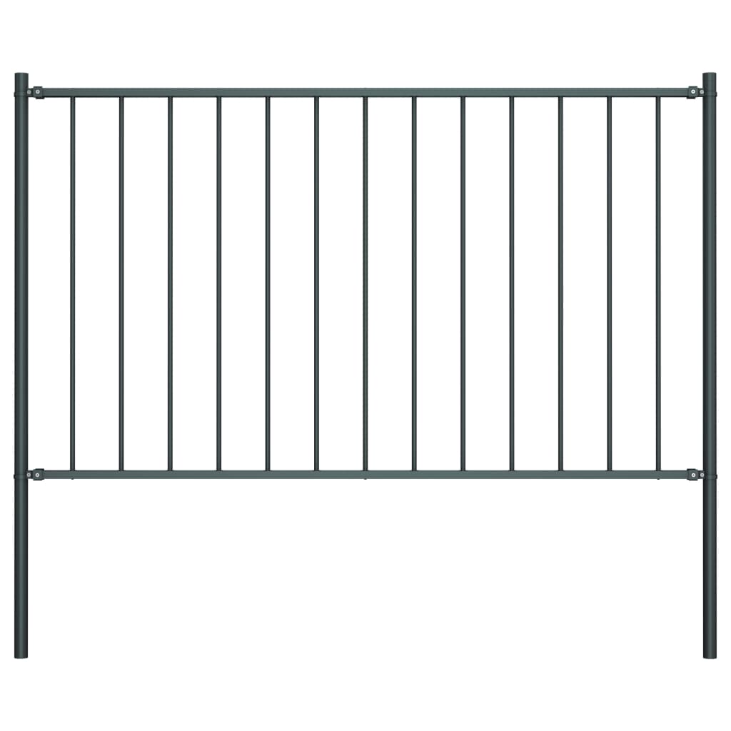 Fence Panel with Posts Powder-coated Steel 1.7x1.25 m Anthracite- Fence Panels - HomeShopIreland - Home Shop Ireland - Fence Panels - Fence Panel with Posts Powder-coated Steel 1.7x1.25 m Anthracite