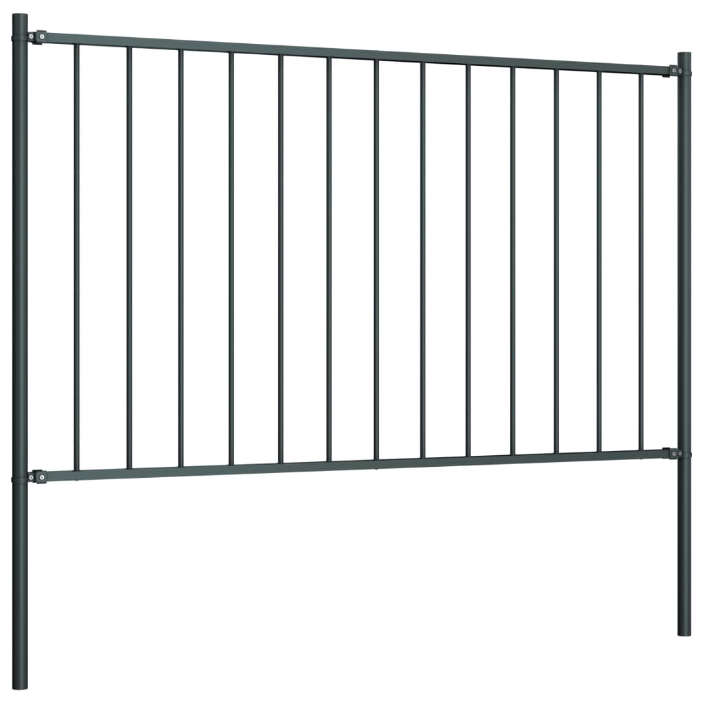 Fence Panel with Posts Powder-coated Steel 1.7x1.25 m Anthracite- Fence Panels - HomeShopIreland - Home Shop Ireland - Fence Panels - Fence Panel with Posts Powder-coated Steel 1.7x1.25 m Anthracite