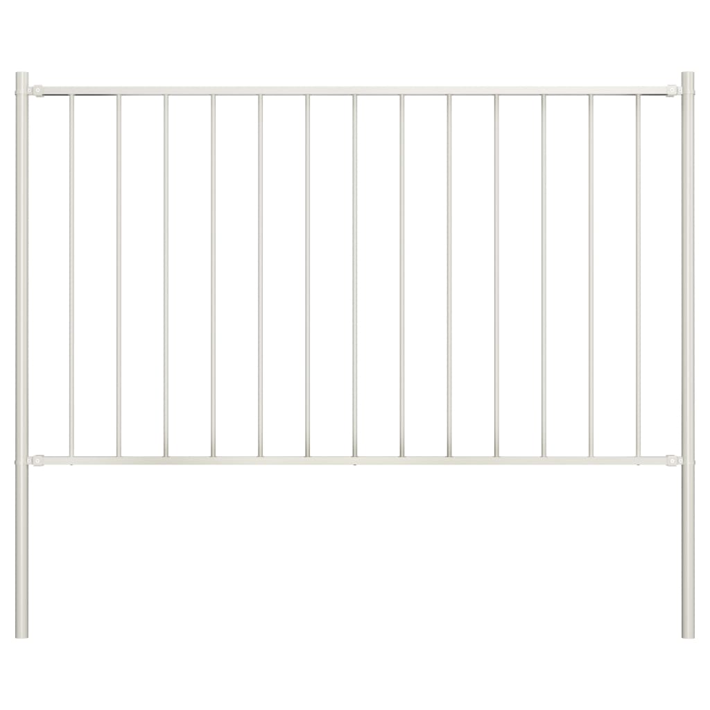 Fence Panel with Posts Powder-coated Steel 1.7x0.75 m White- Fence Panels - HomeShopIreland - Home Shop Ireland - Fence Panels - Fence Panel with Posts Powder-coated Steel 1.7x0.75 m White