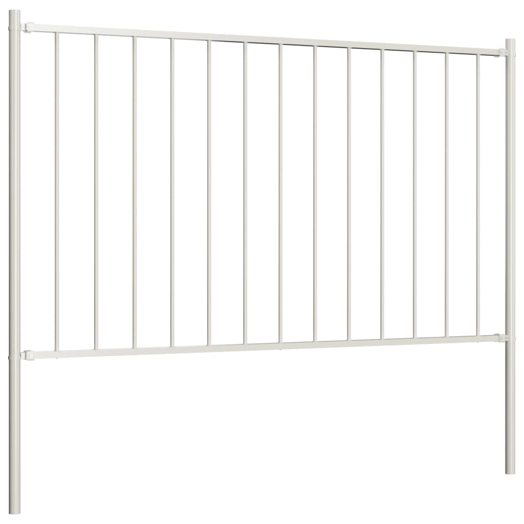 Fence Panel with Posts Powder-coated Steel 1.7x0.75 m White- Fence Panels - HomeShopIreland - Home Shop Ireland - Fence Panels - Fence Panel with Posts Powder-coated Steel 1.7x0.75 m White