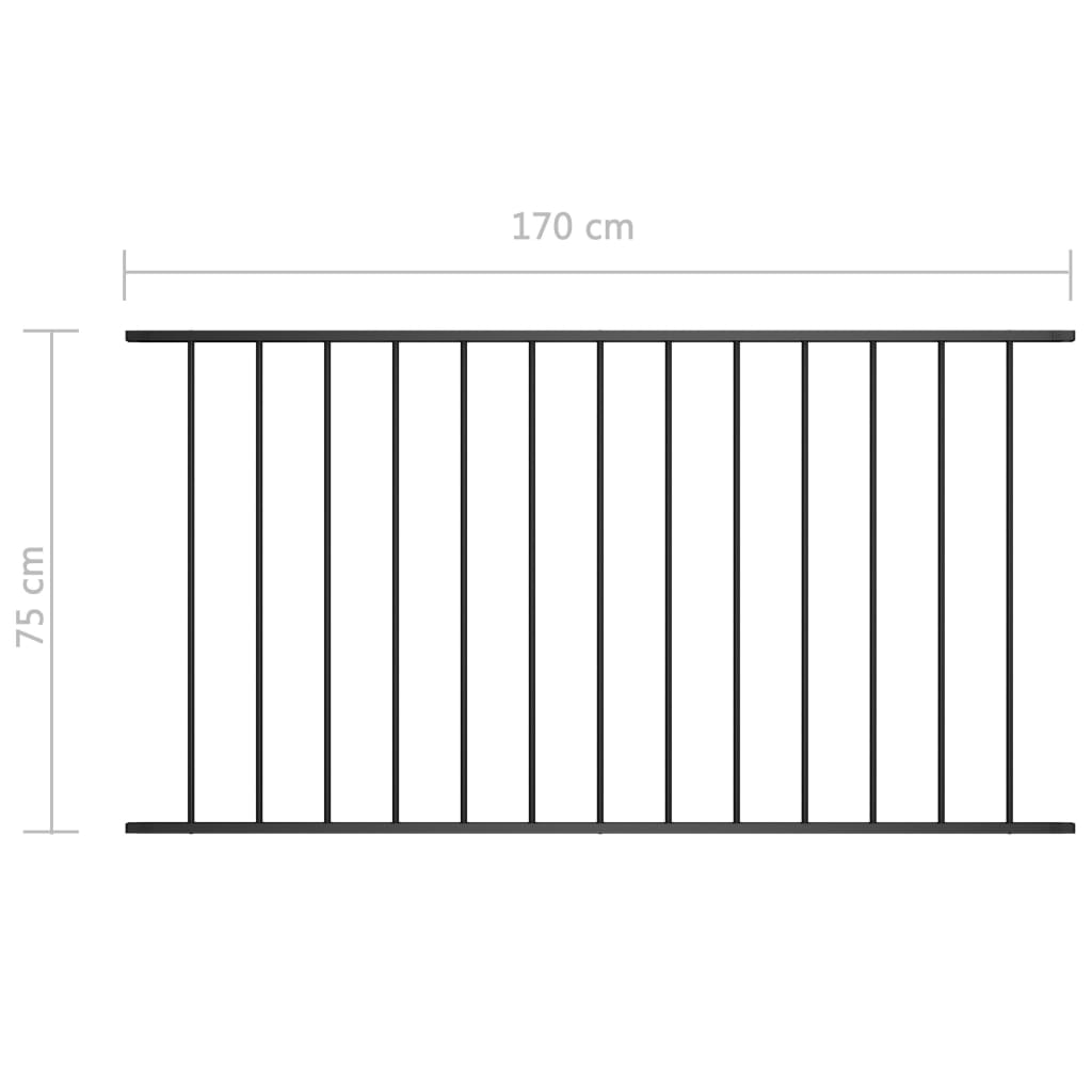 Fence Panel Powder-coated Steel 1.7x0.75 m Black- Fence Panels - HomeShopIreland - Home Shop Ireland - Fence Panels - Fence Panel Powder-coated Steel 1.7x0.75 m Black