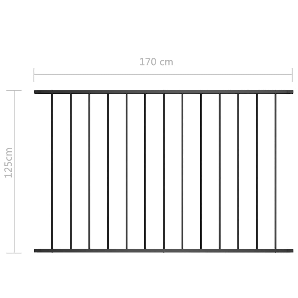 Fence Panel Powder-coated Steel 1.7x1.25 m Black- Fence Panels - HomeShopIreland - Home Shop Ireland - Fence Panels - Fence Panel Powder-coated Steel 1.7x1.25 m Black