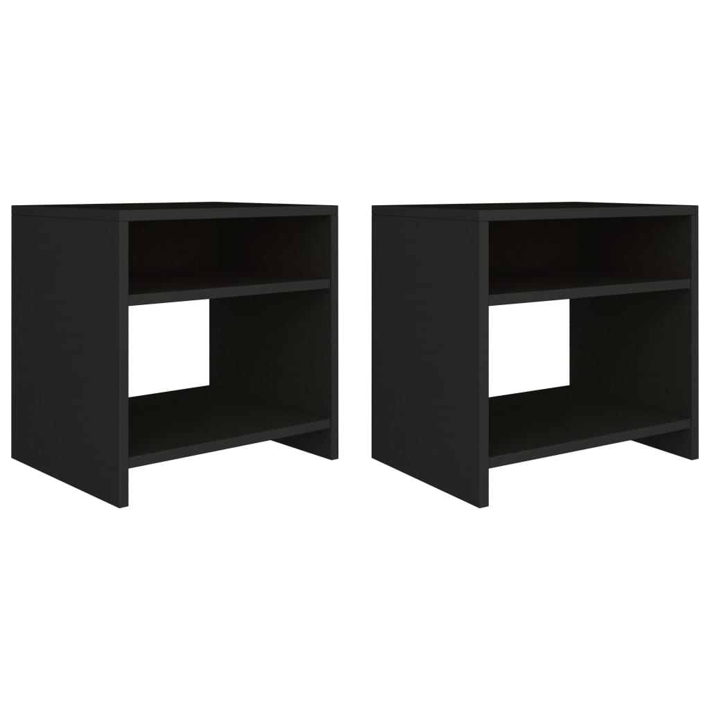 Bedside Cabinets 2 pcs Black 40x30x40 cm Chipboard- End Tables - HomeShopIreland - Home Shop Ireland - End Tables - Bedside Cabinets 2 pcs Black 40x30x40 cm Chipboard