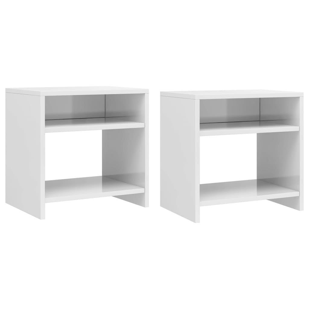 Bedside Cabinets 2 pcs High Gloss White 40x30x40 cm Chipboard- End Tables - HomeShopIreland - Home Shop Ireland - End Tables - Bedside Cabinets 2 pcs High Gloss White 40x30x40 cm Chipboard