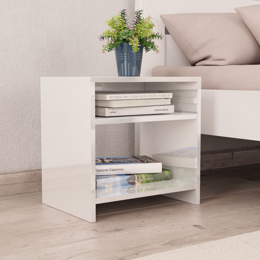 Bedside Cabinets 2 pcs High Gloss White 40x30x40 cm Chipboard- End Tables - HomeShopIreland - Home Shop Ireland - End Tables - Bedside Cabinets 2 pcs High Gloss White 40x30x40 cm Chipboard