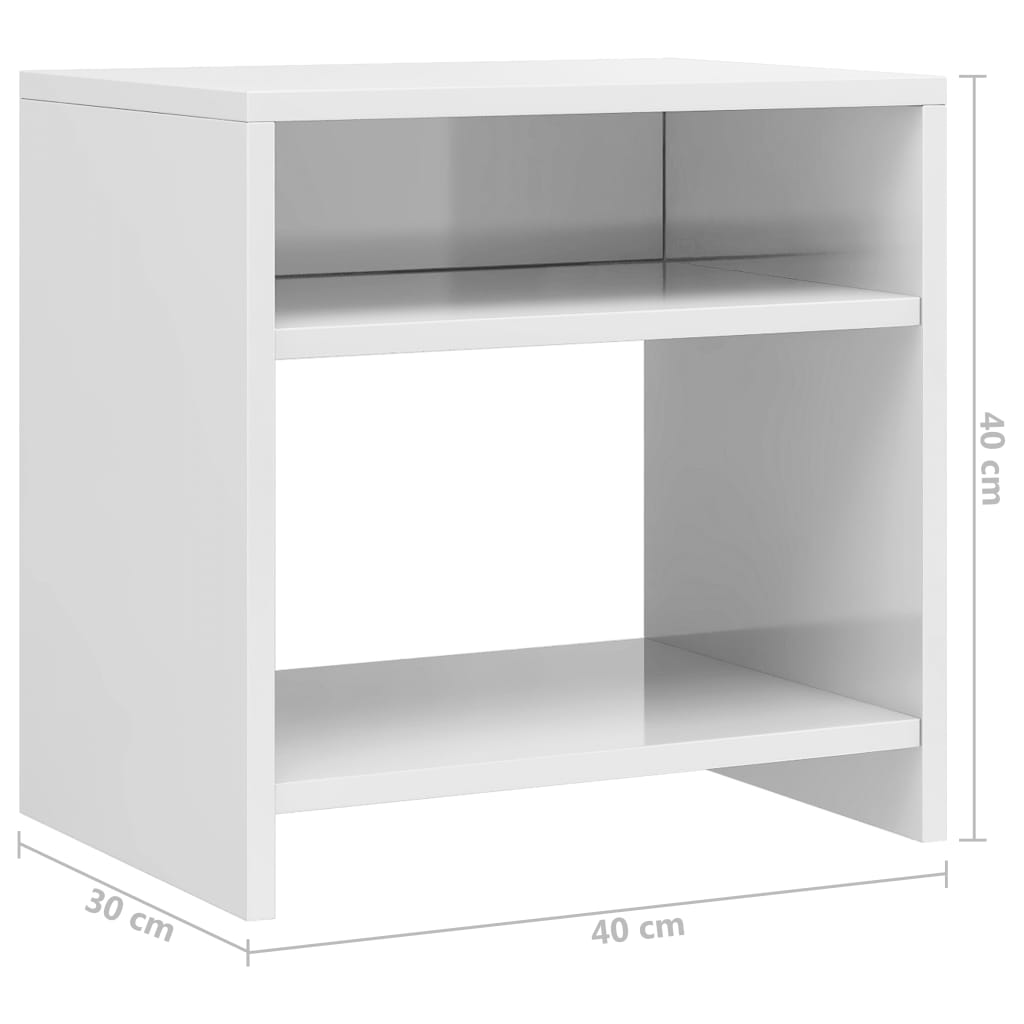 Bedside Cabinets 2 pcs High Gloss White 40x30x40 cm Chipboard- End Tables - HomeShopIreland - Home Shop Ireland - End Tables - Bedside Cabinets 2 pcs High Gloss White 40x30x40 cm Chipboard