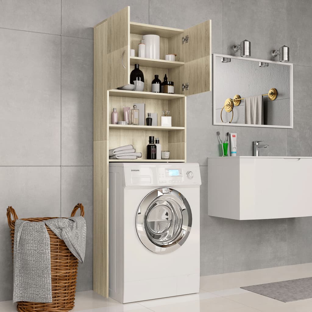 Washing Machine Cabinet Sonoma Oak 64x25.5x190 cm Chipboard- Washer & Dryer Accessories - HomeShopIreland - Home Shop Ireland - Washer & Dryer Accessories - Washing Machine Cabinet Sonoma Oak 64x25.5x190 cm Chipboard