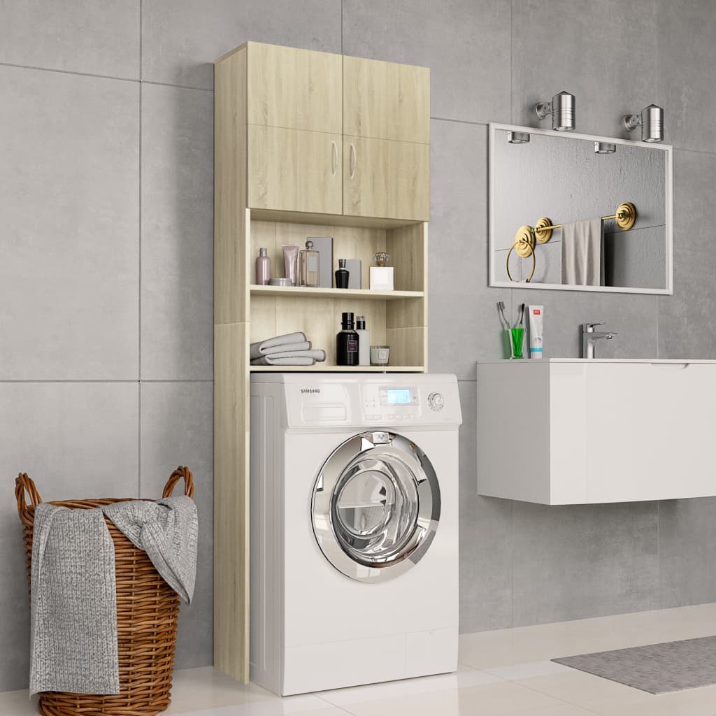 Washing Machine Cabinet Sonoma Oak 64x25.5x190 cm Chipboard- Washer & Dryer Accessories - HomeShopIreland - Home Shop Ireland - Washer & Dryer Accessories - Washing Machine Cabinet Sonoma Oak 64x25.5x190 cm Chipboard