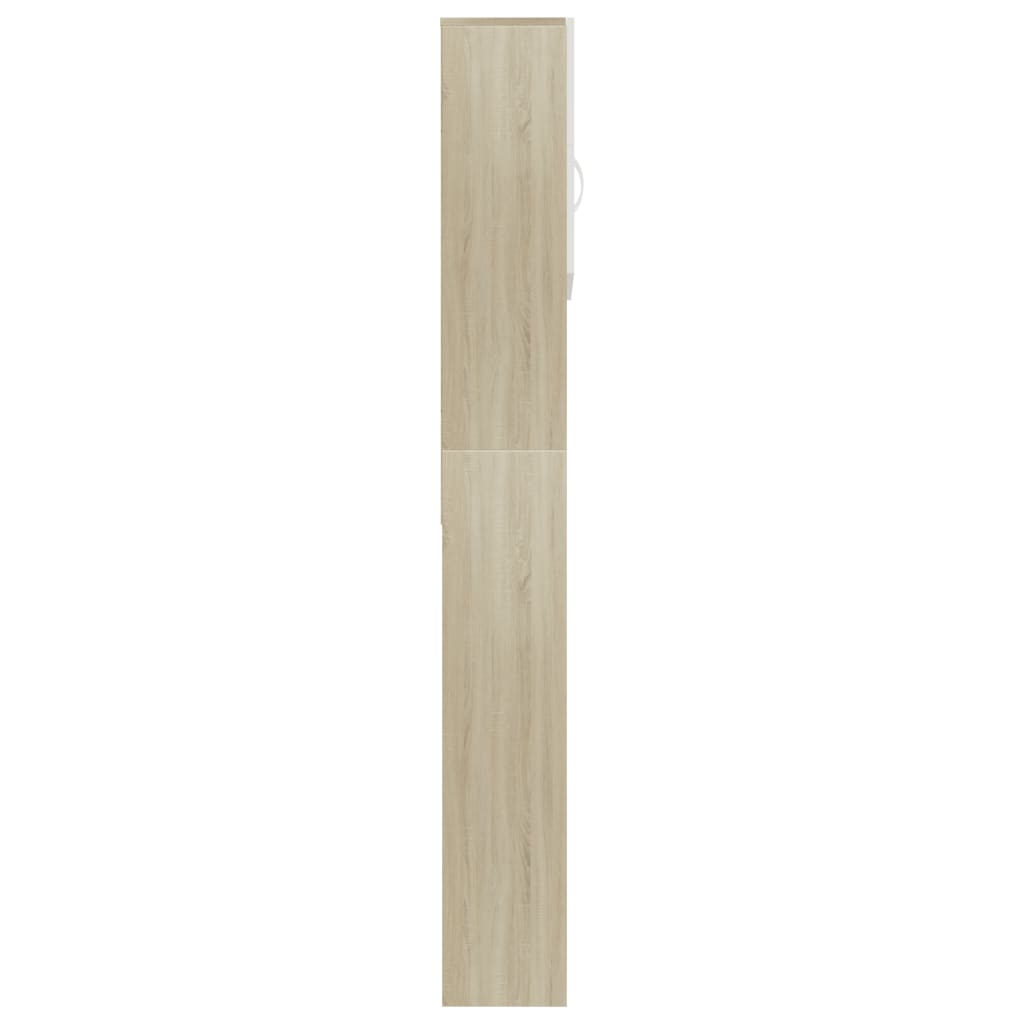 Washing Machine Cabinet White and Sonoma Oak 64x25.5x190 cm- Washer & Dryer Accessories - HomeShopIreland - Home Shop Ireland - Washer & Dryer Accessories - Washing Machine Cabinet White and Sonoma Oak 64x25.5x190 cm
