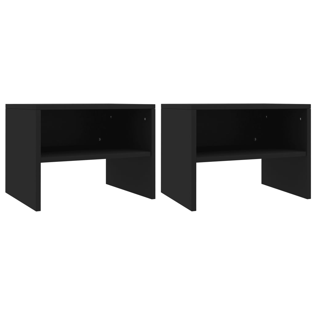 Bedside Cabinets 2 pcs Black 40x30x30 cm Chipboard- End Tables - HomeShopIreland - Home Shop Ireland - End Tables - Bedside Cabinets 2 pcs Black 40x30x30 cm Chipboard