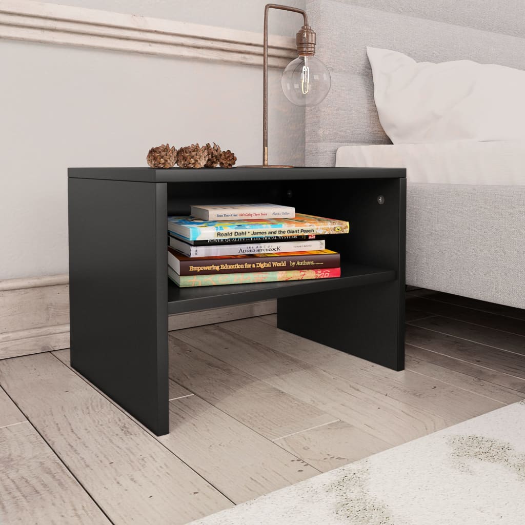 Bedside Cabinets 2 pcs Black 40x30x30 cm Chipboard- End Tables - HomeShopIreland - Home Shop Ireland - End Tables - Bedside Cabinets 2 pcs Black 40x30x30 cm Chipboard