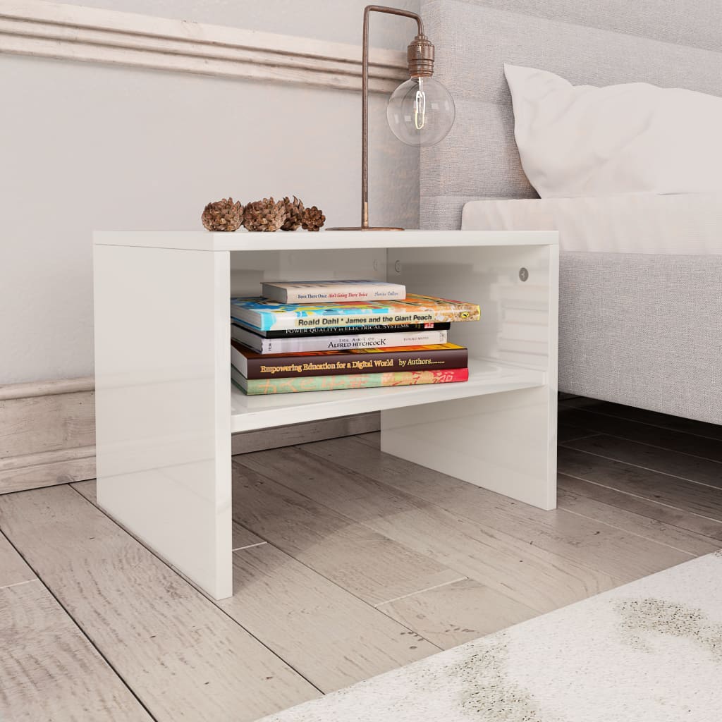 Bedside Cabinet High Gloss White 40x30x30 cm Chipboard- End Tables - HomeShopIreland - Home Shop Ireland - End Tables - Bedside Cabinet High Gloss White 40x30x30 cm Chipboard