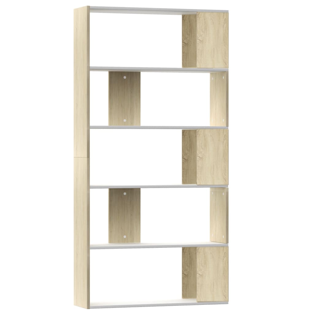 Book Cabinet/Room Divider White and Sonoma Oak 80x24x159 cm Chipboard- Bookcases & Standing Shelves - HomeShopIreland - Home Shop Ireland - Bookcases & Standing Shelves - Book Cabinet/Room Divider White and Sonoma Oak 80x24x159 cm Chipboard