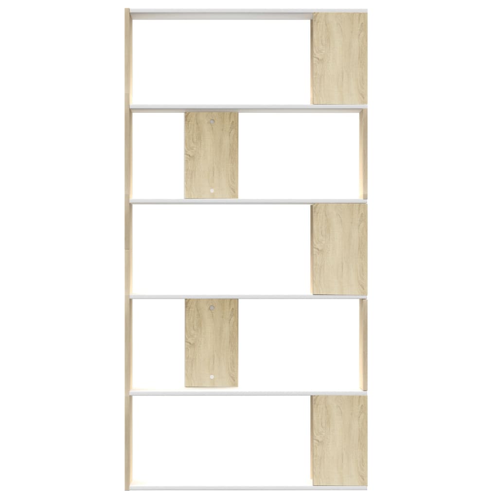 Book Cabinet/Room Divider White and Sonoma Oak 80x24x159 cm Chipboard- Bookcases & Standing Shelves - HomeShopIreland - Home Shop Ireland - Bookcases & Standing Shelves - Book Cabinet/Room Divider White and Sonoma Oak 80x24x159 cm Chipboard