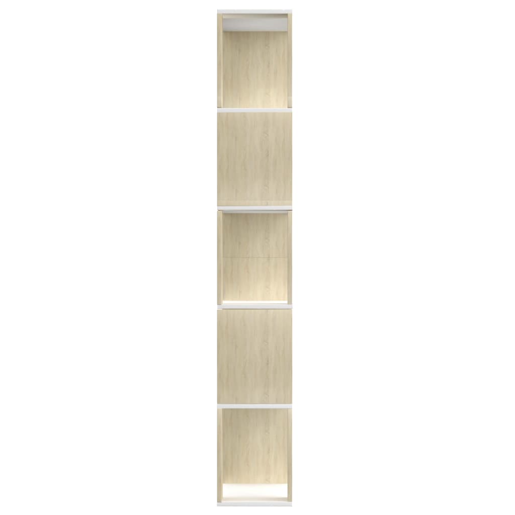 Book Cabinet/Room Divider White and Sonoma Oak 80x24x159 cm Chipboard- Bookcases & Standing Shelves - HomeShopIreland - Home Shop Ireland - Bookcases & Standing Shelves - Book Cabinet/Room Divider White and Sonoma Oak 80x24x159 cm Chipboard