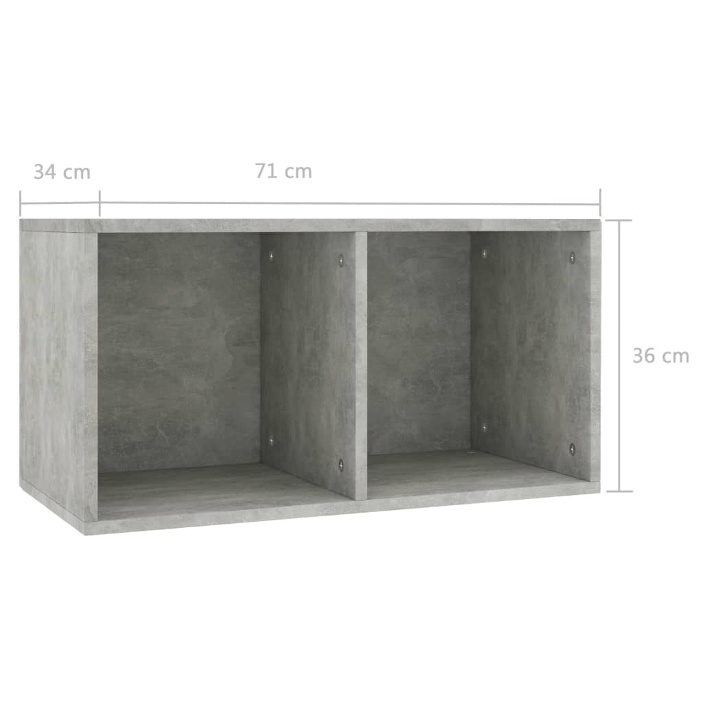 Vinyl Storage Box Concrete Grey 71x34x36 cm Chipboard- Media Storage Cabinets & Racks - HomeShopIreland - Home Shop Ireland - Media Storage Cabinets & Racks - Vinyl Storage Box Concrete Grey 71x34x36 cm Chipboard