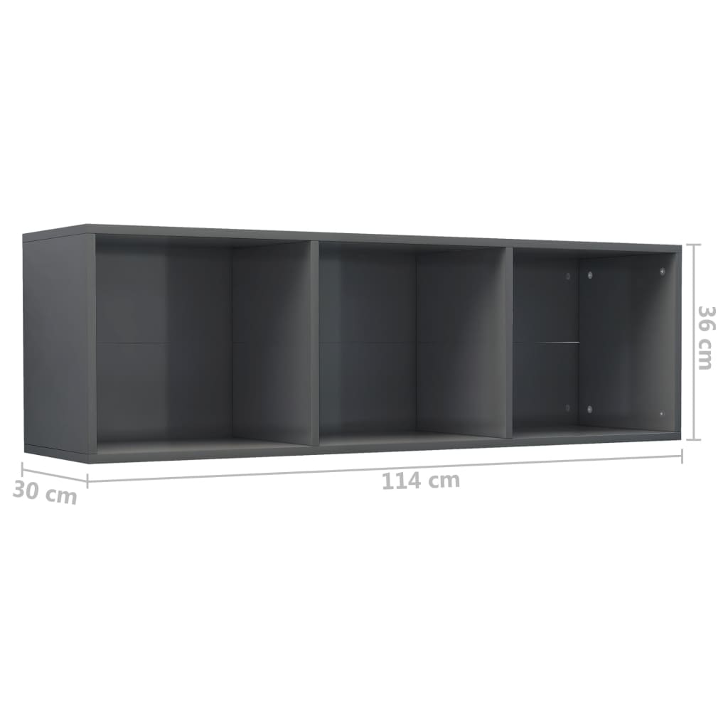 Book Cabinet/TV Cabinet High Gloss Grey 36x30x114 cm Chipboard- Bookcases & Standing Shelves - HomeShopIreland - Home Shop Ireland - Bookcases & Standing Shelves - Book Cabinet/TV Cabinet High Gloss Grey 36x30x114 cm Chipboard