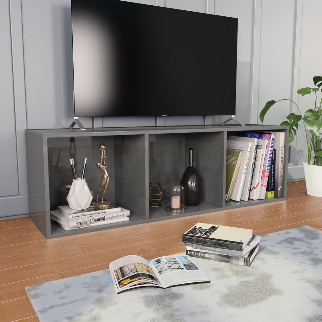 Book Cabinet/TV Cabinet High Gloss Grey 36x30x114 cm Chipboard- Bookcases & Standing Shelves - HomeShopIreland - Home Shop Ireland - Bookcases & Standing Shelves - Book Cabinet/TV Cabinet High Gloss Grey 36x30x114 cm Chipboard
