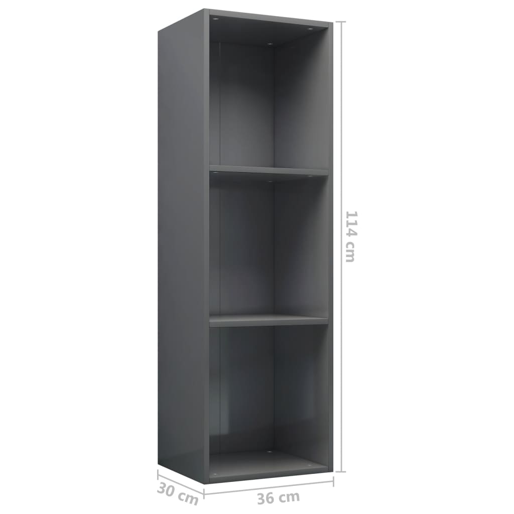 Book Cabinet/TV Cabinet High Gloss Grey 36x30x114 cm Chipboard- Bookcases & Standing Shelves - HomeShopIreland - Home Shop Ireland - Bookcases & Standing Shelves - Book Cabinet/TV Cabinet High Gloss Grey 36x30x114 cm Chipboard