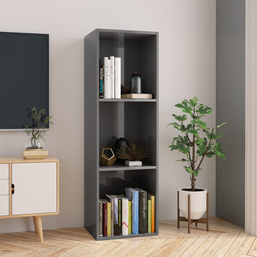 Book Cabinet/TV Cabinet High Gloss Grey 36x30x114 cm Chipboard- Bookcases & Standing Shelves - HomeShopIreland - Home Shop Ireland - Bookcases & Standing Shelves - Book Cabinet/TV Cabinet High Gloss Grey 36x30x114 cm Chipboard