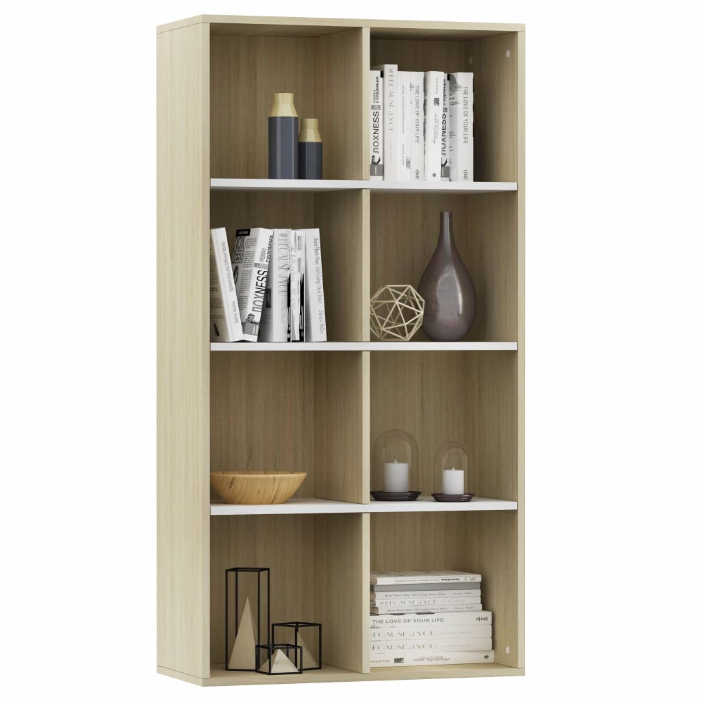 Book Cabinet/Sideboard White and Sonoma Oak 66x30x130 cm- Bookcases & Standing Shelves - HomeShopIreland - Home Shop Ireland - Bookcases & Standing Shelves - Book Cabinet/Sideboard White and Sonoma Oak 66x30x130 cm