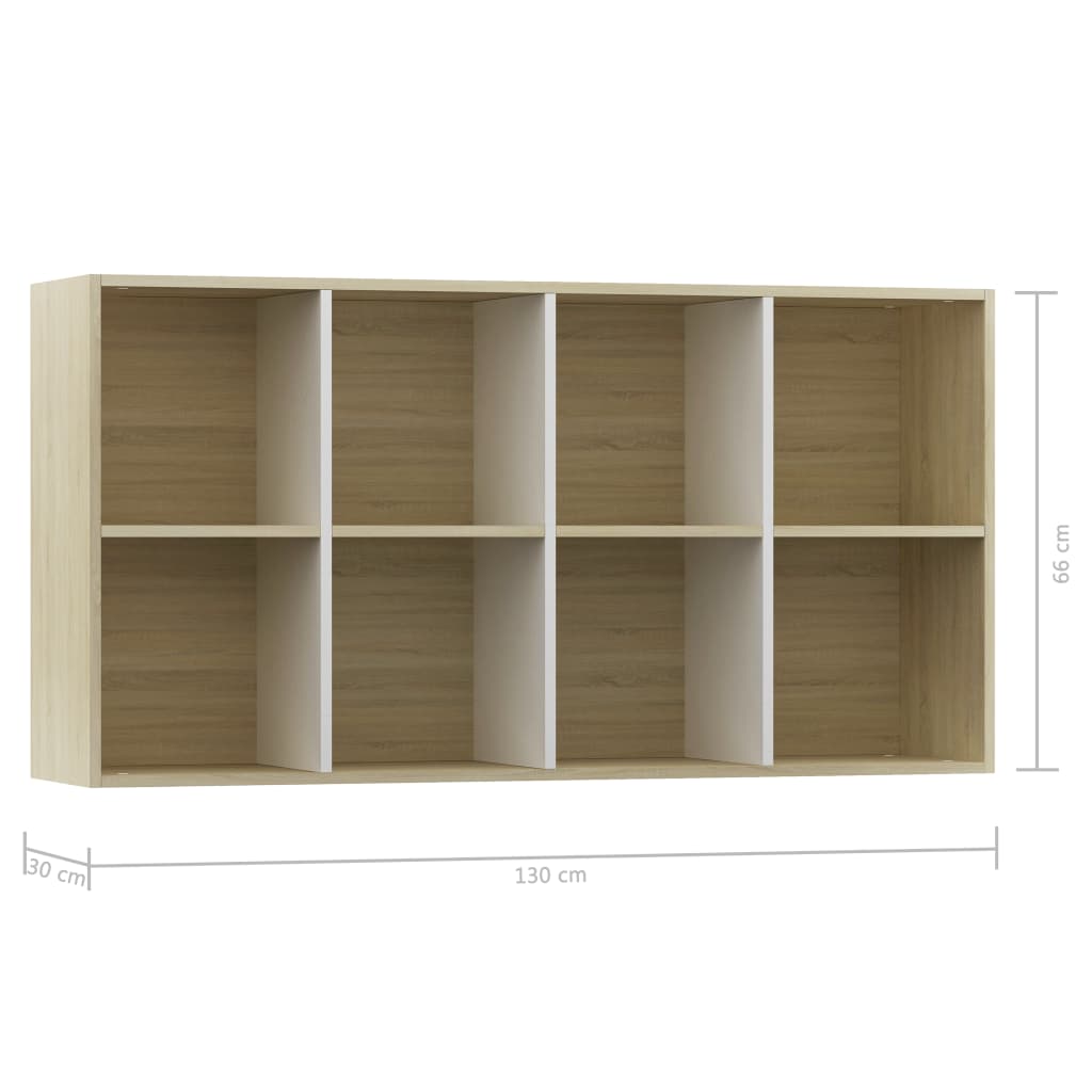 Book Cabinet/Sideboard White and Sonoma Oak 66x30x130 cm- Bookcases & Standing Shelves - HomeShopIreland - Home Shop Ireland - Bookcases & Standing Shelves - Book Cabinet/Sideboard White and Sonoma Oak 66x30x130 cm