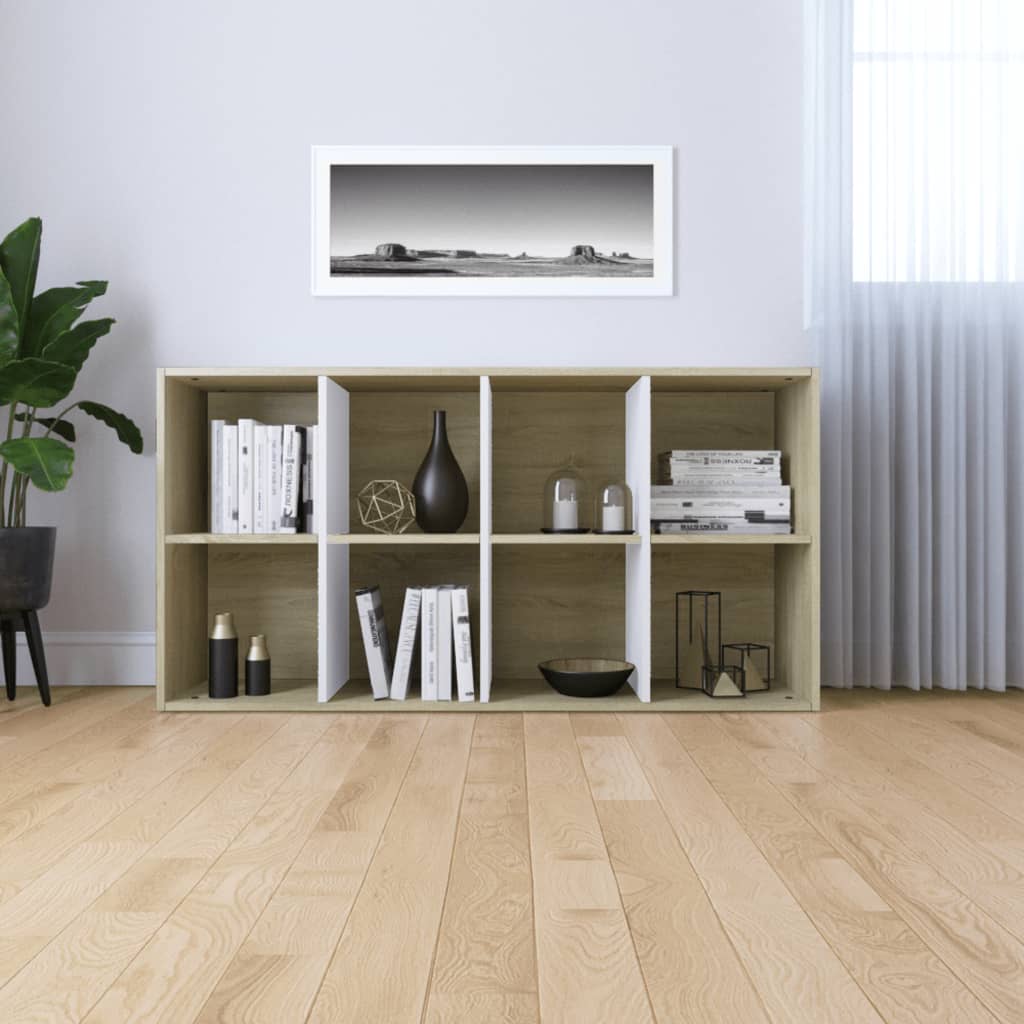 Book Cabinet/Sideboard White and Sonoma Oak 66x30x130 cm- Bookcases & Standing Shelves - HomeShopIreland - Home Shop Ireland - Bookcases & Standing Shelves - Book Cabinet/Sideboard White and Sonoma Oak 66x30x130 cm