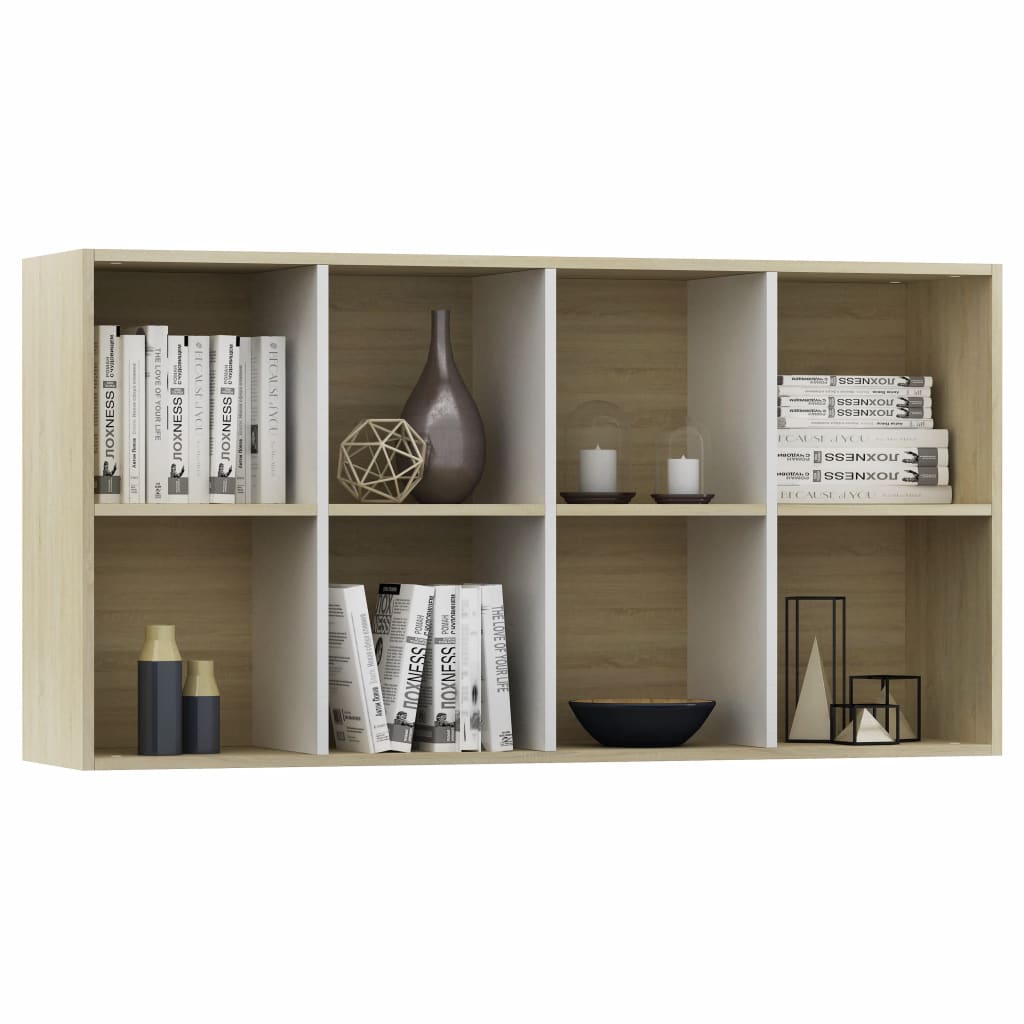 Book Cabinet/Sideboard White and Sonoma Oak 66x30x130 cm- Bookcases & Standing Shelves - HomeShopIreland - Home Shop Ireland - Bookcases & Standing Shelves - Book Cabinet/Sideboard White and Sonoma Oak 66x30x130 cm