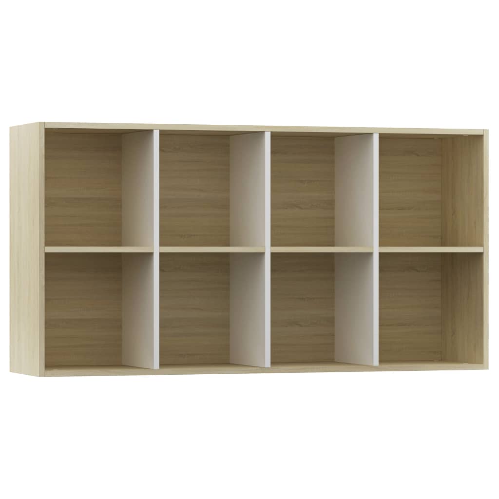 Book Cabinet/Sideboard White and Sonoma Oak 66x30x130 cm- Bookcases & Standing Shelves - HomeShopIreland - Home Shop Ireland - Bookcases & Standing Shelves - Book Cabinet/Sideboard White and Sonoma Oak 66x30x130 cm
