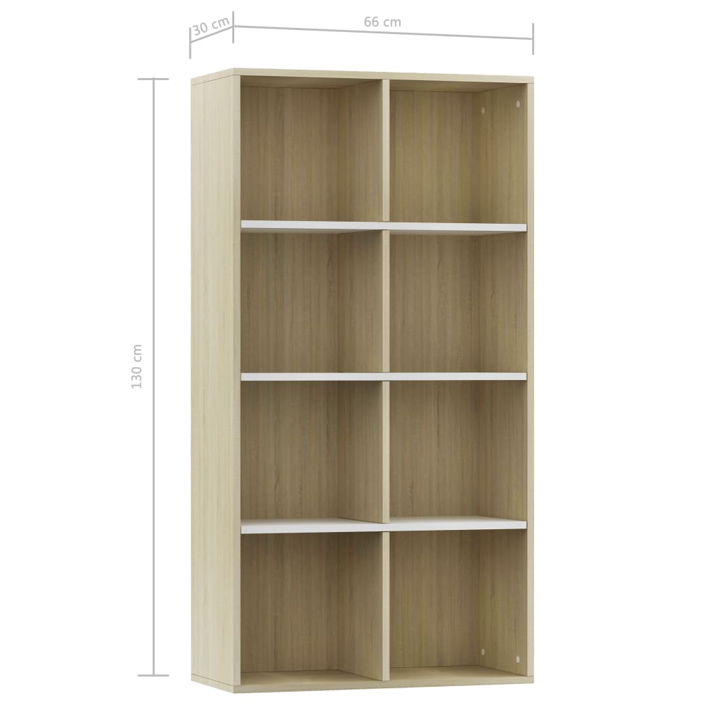 Book Cabinet/Sideboard White and Sonoma Oak 66x30x130 cm- Bookcases & Standing Shelves - HomeShopIreland - Home Shop Ireland - Bookcases & Standing Shelves - Book Cabinet/Sideboard White and Sonoma Oak 66x30x130 cm