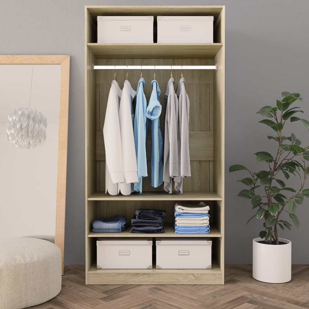 Wardrobe Sonoma Oak 100x50x200 cm Chipboard- Cupboards & Wardrobes - HomeShopIreland - Home Shop Ireland - Cupboards & Wardrobes - Wardrobe Sonoma Oak 100x50x200 cm Chipboard