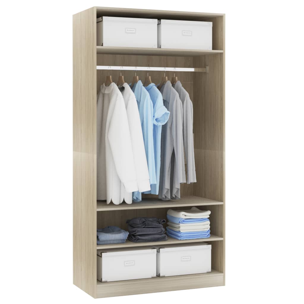 Wardrobe Sonoma Oak 100x50x200 cm Chipboard- Cupboards & Wardrobes - HomeShopIreland - Home Shop Ireland - Cupboards & Wardrobes - Wardrobe Sonoma Oak 100x50x200 cm Chipboard