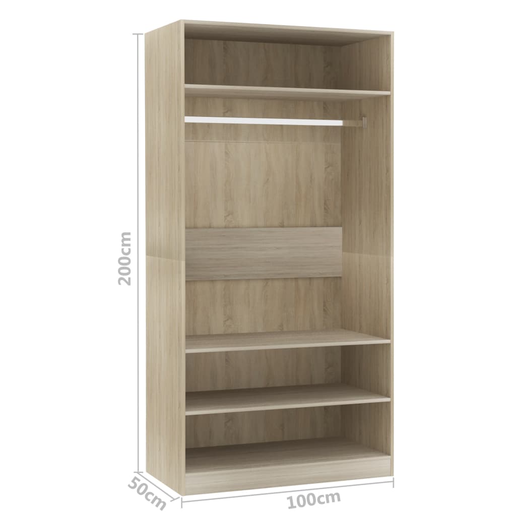 Wardrobe Sonoma Oak 100x50x200 cm Chipboard- Cupboards & Wardrobes - HomeShopIreland - Home Shop Ireland - Cupboards & Wardrobes - Wardrobe Sonoma Oak 100x50x200 cm Chipboard