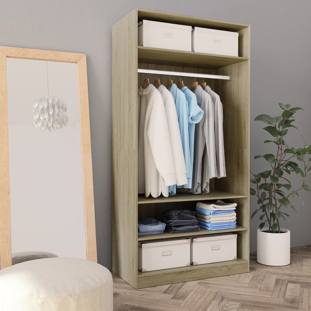 Wardrobe Sonoma Oak 100x50x200 cm Chipboard- Cupboards & Wardrobes - HomeShopIreland - Home Shop Ireland - Cupboards & Wardrobes - Wardrobe Sonoma Oak 100x50x200 cm Chipboard