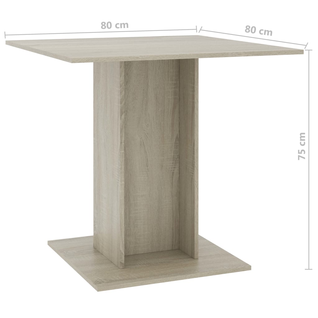 Dining Table Sonoma Oak 80x80x75 cm Chipboard- Kitchen & Dining Room Tables - HomeShopIreland - Home Shop Ireland - Kitchen & Dining Room Tables - Dining Table Sonoma Oak 80x80x75 cm Chipboard