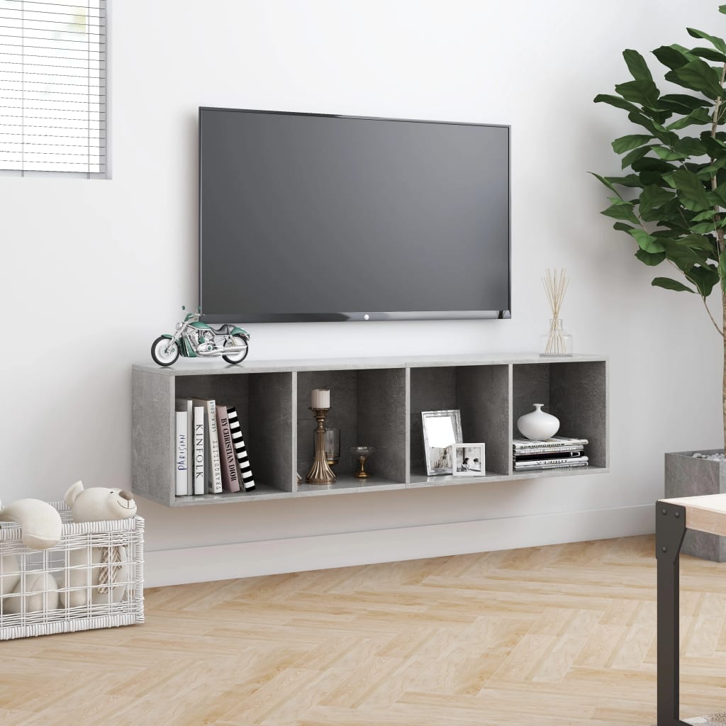 Book Cabinet/TV Cabinet Concrete Grey 143x30x36 cm- Wall Shelves & Ledges - HomeShopIreland - Home Shop Ireland - Wall Shelves & Ledges - Book Cabinet/TV Cabinet Concrete Grey 143x30x36 cm