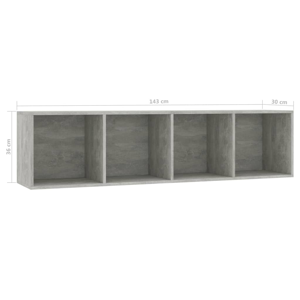 Book Cabinet/TV Cabinet Concrete Grey 143x30x36 cm- Wall Shelves & Ledges - HomeShopIreland - Home Shop Ireland - Wall Shelves & Ledges - Book Cabinet/TV Cabinet Concrete Grey 143x30x36 cm