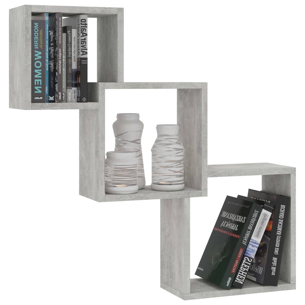 Cube Wall Shelves Concrete Grey 84.5x15x27 cm Chipboard- Wall Shelves & Ledges - HomeShopIreland - Home Shop Ireland - Wall Shelves & Ledges - Cube Wall Shelves Concrete Grey 84.5x15x27 cm Chipboard