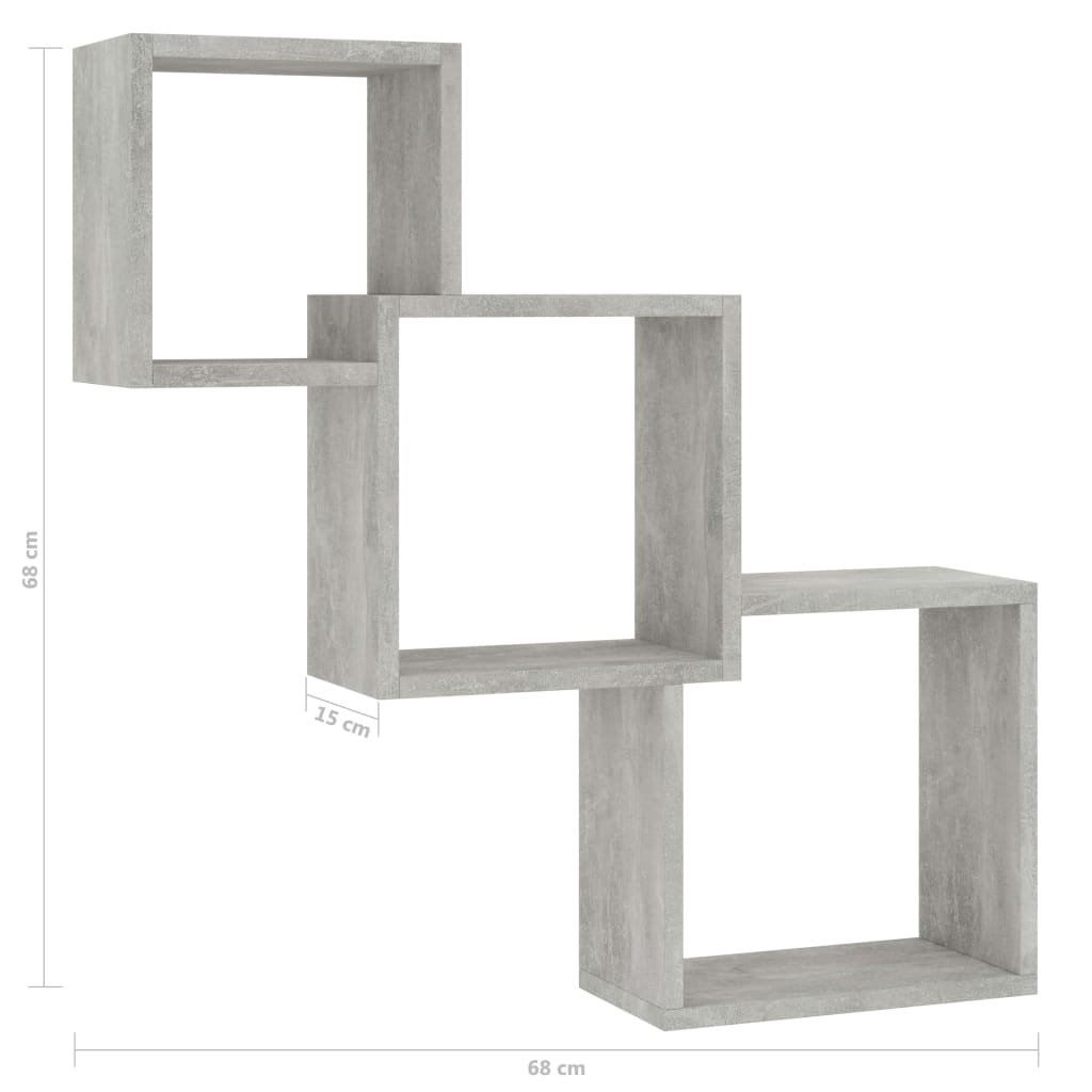 Cube Wall Shelves Concrete Grey 84.5x15x27 cm Chipboard- Wall Shelves & Ledges - HomeShopIreland - Home Shop Ireland - Wall Shelves & Ledges - Cube Wall Shelves Concrete Grey 84.5x15x27 cm Chipboard