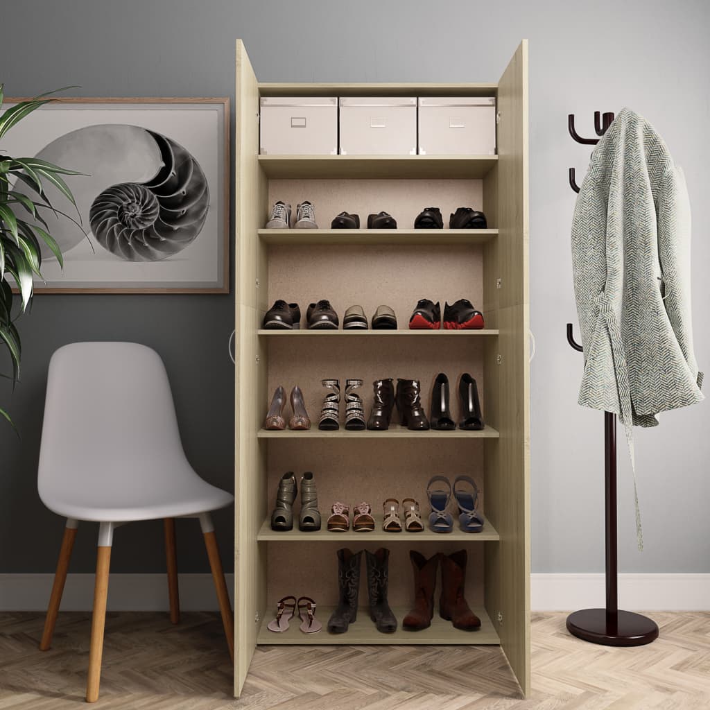 Home Shop Ireland Shoe Racks Organisers Shoe Cabinet Sonoma Oak 80x35.5x180 cm Chipboard 279.99