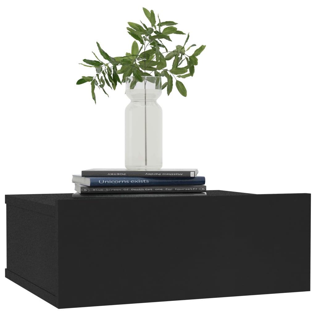Floating Nightstand Black 40x30x15 cm Chipboard- Bedside Tables - HomeShopIreland - Home Shop Ireland - Bedside Tables - Floating Nightstand Black 40x30x15 cm Chipboard