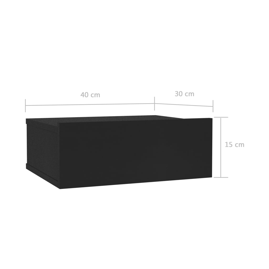 Floating Nightstand Black 40x30x15 cm Chipboard- Bedside Tables - HomeShopIreland - Home Shop Ireland - Bedside Tables - Floating Nightstand Black 40x30x15 cm Chipboard