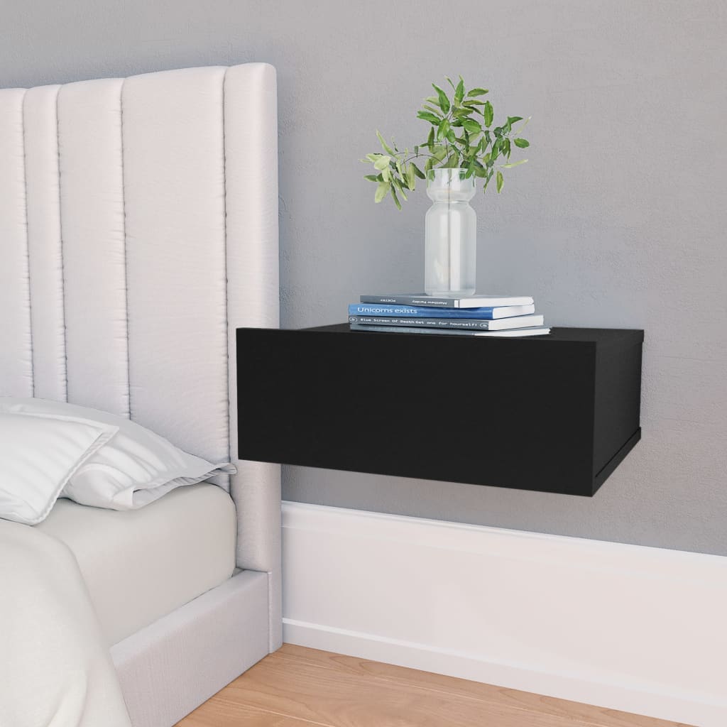 Floating Nightstand Black 40x30x15 cm Chipboard- Bedside Tables - HomeShopIreland - Home Shop Ireland - Bedside Tables - Floating Nightstand Black 40x30x15 cm Chipboard
