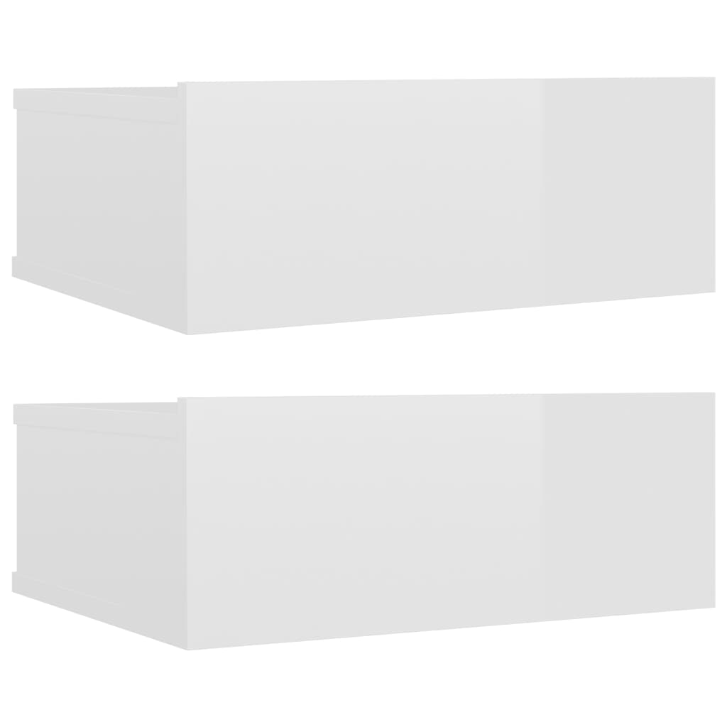 Floating Nightstands 2 pcs High Gloss White 40x30x15 cm Chipboard- Bedside Tables - HomeShopIreland - Home Shop Ireland - Bedside Tables - Floating Nightstands 2 pcs High Gloss White 40x30x15 cm Chipboard