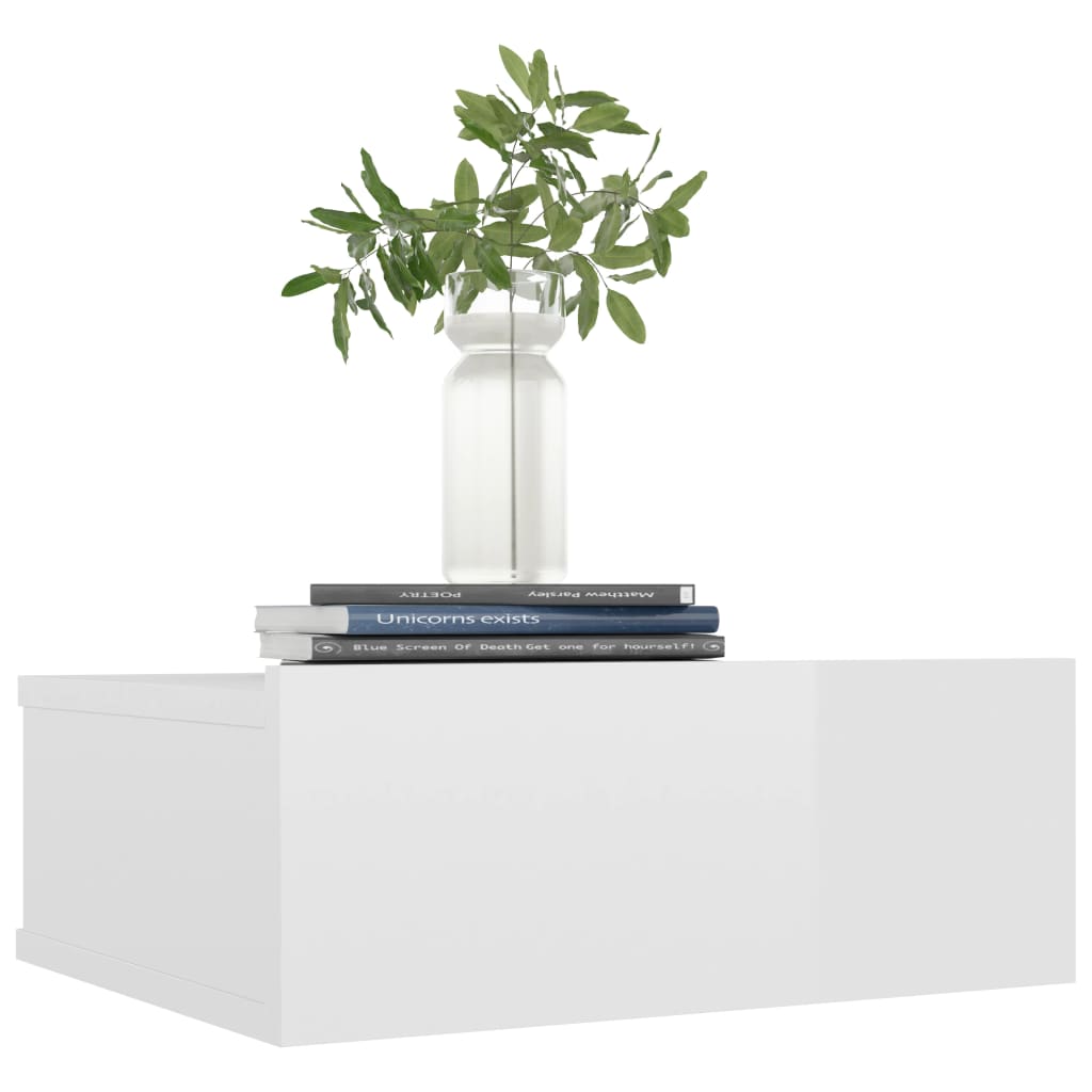 Floating Nightstands 2 pcs High Gloss White 40x30x15 cm Chipboard- Bedside Tables - HomeShopIreland - Home Shop Ireland - Bedside Tables - Floating Nightstands 2 pcs High Gloss White 40x30x15 cm Chipboard