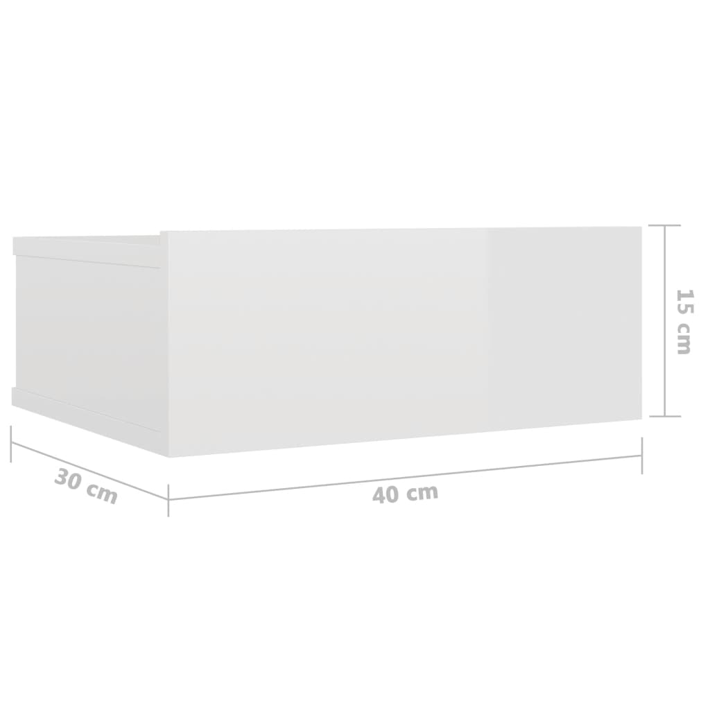 Floating Nightstands 2 pcs High Gloss White 40x30x15 cm Chipboard- Bedside Tables - HomeShopIreland - Home Shop Ireland - Bedside Tables - Floating Nightstands 2 pcs High Gloss White 40x30x15 cm Chipboard