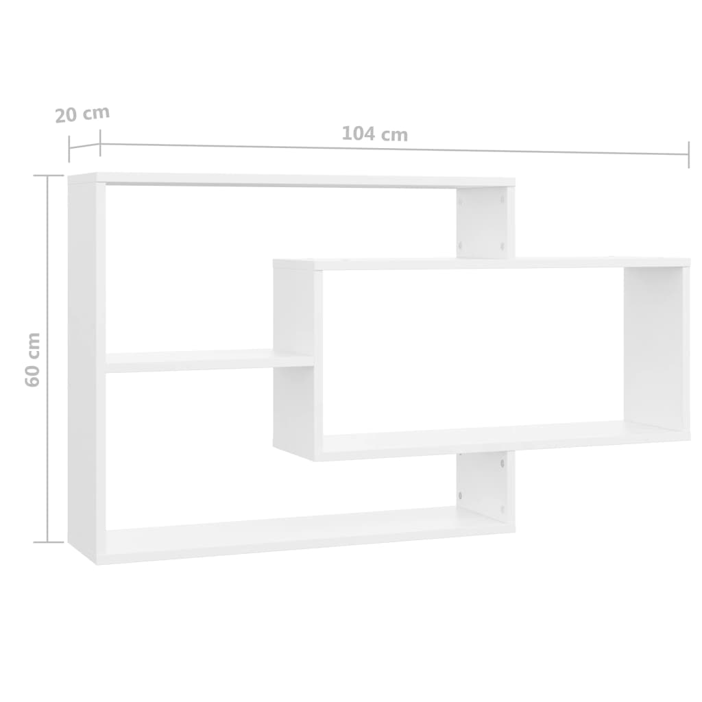 Wall Shelves White 104x20x60 cm Chipboard- Wall Shelves & Ledges - HomeShopIreland - Home Shop Ireland - Wall Shelves & Ledges - Wall Shelves White 104x20x60 cm Chipboard