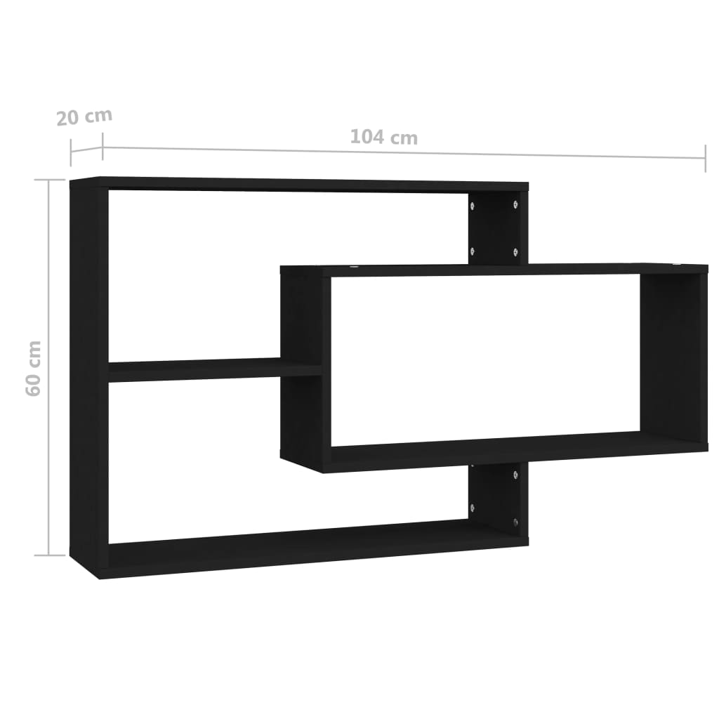 Wall Shelves Black 104x20x60 cm Chipboard- Wall Shelves & Ledges - HomeShopIreland - Home Shop Ireland - Wall Shelves & Ledges - Wall Shelves Black 104x20x60 cm Chipboard